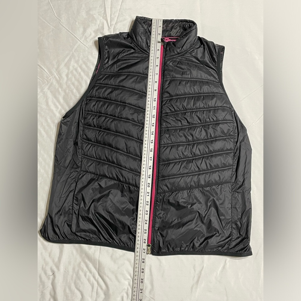 Lauren Ralph Lauren Black Quilted Vest with Pink Accents - Picture 2 of 10